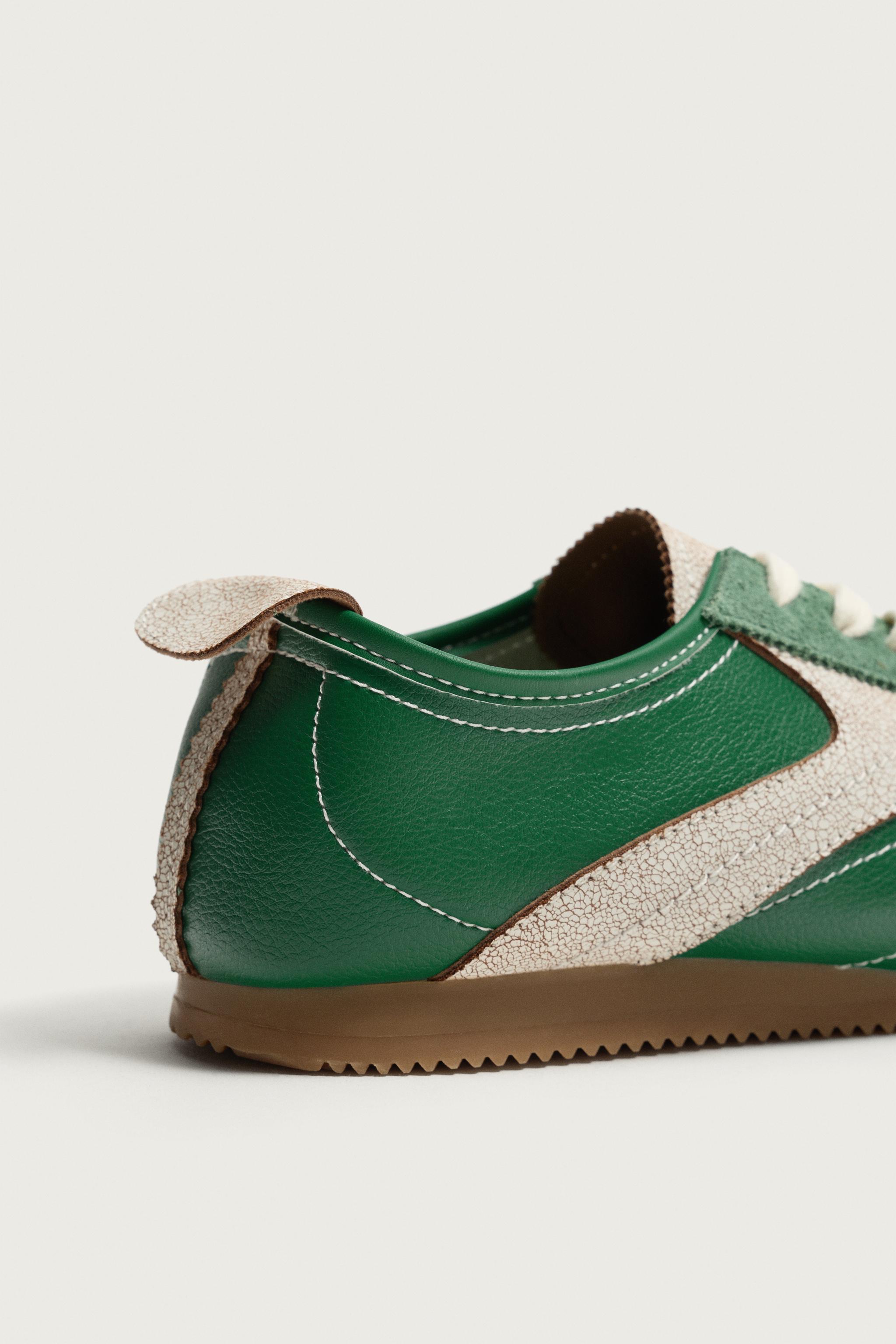 RETRO-STYLE LEATHER DETAIL SNEAKERS